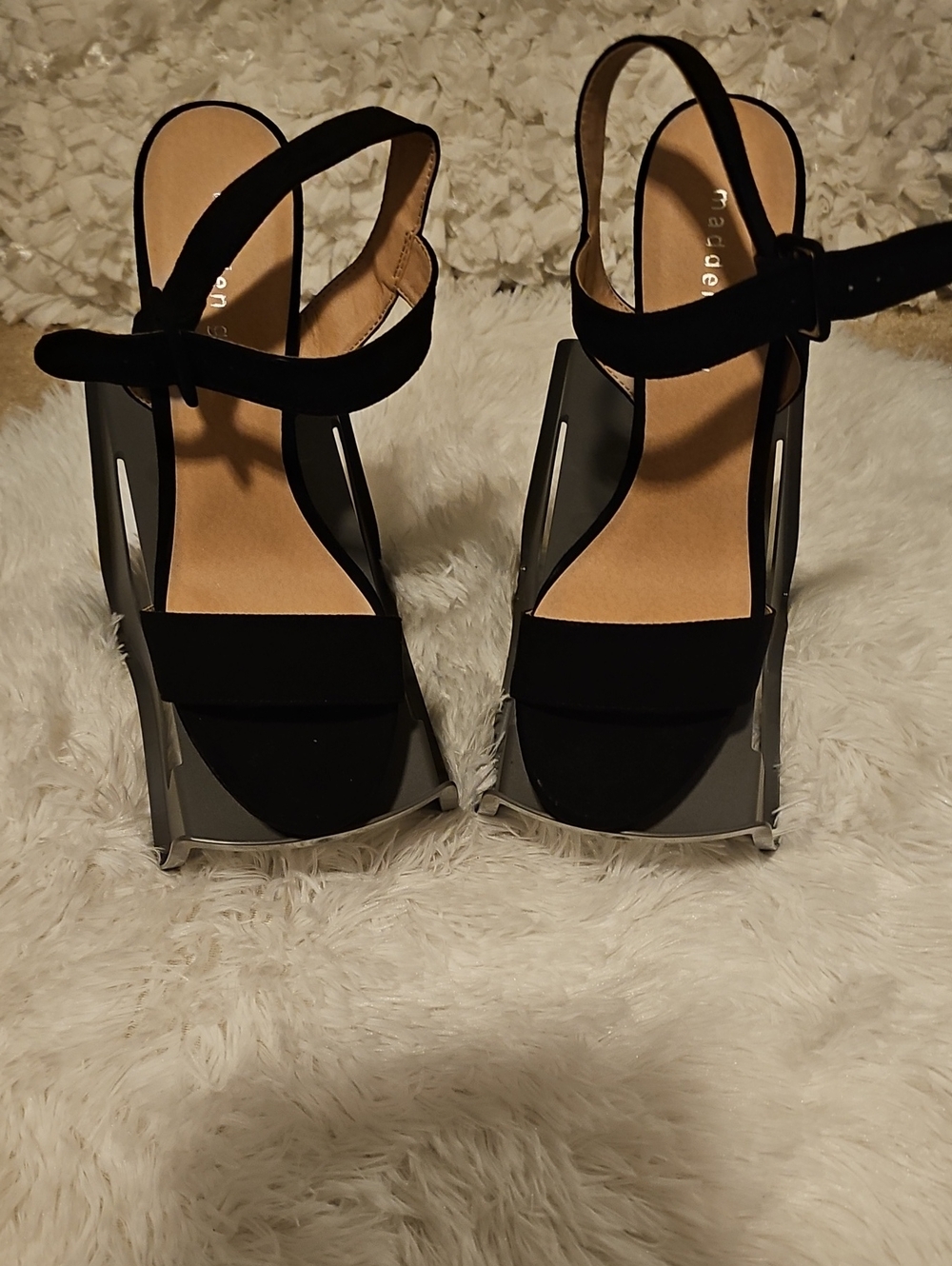 Madden Girl Black Suede Ankle Strap Heels - Picture 5 of 7